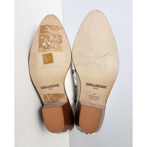 Zadig & Voltaire Tyler Star Studded Ankle Boots White Leather Size 37 - Picture 5 of 5